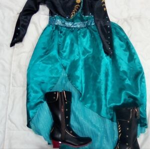 Enchanting Teal and Black Kids Costume with Boots 9/10